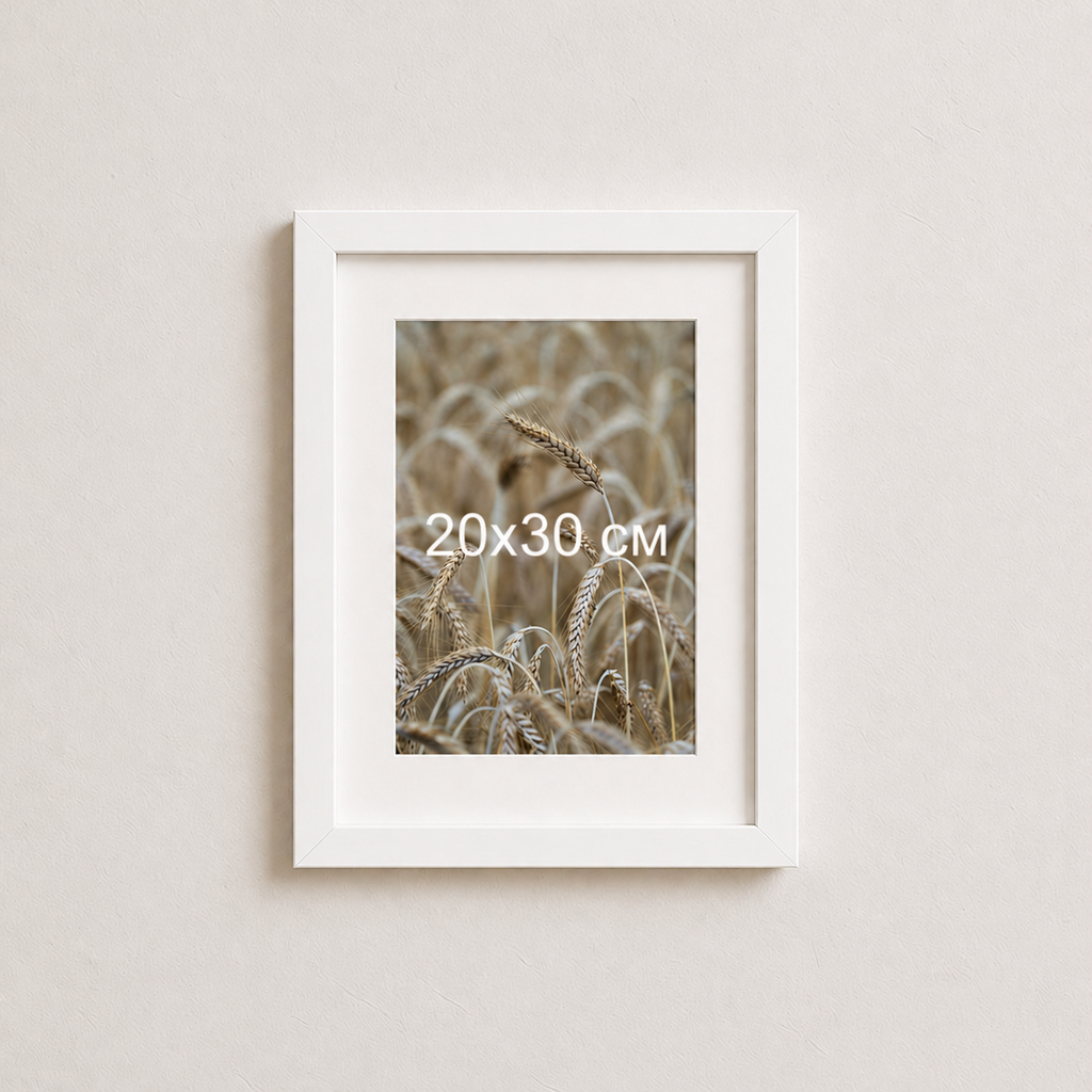 Біла рама з паспарту пластикова настінна універсальна 20×30 White Frame
