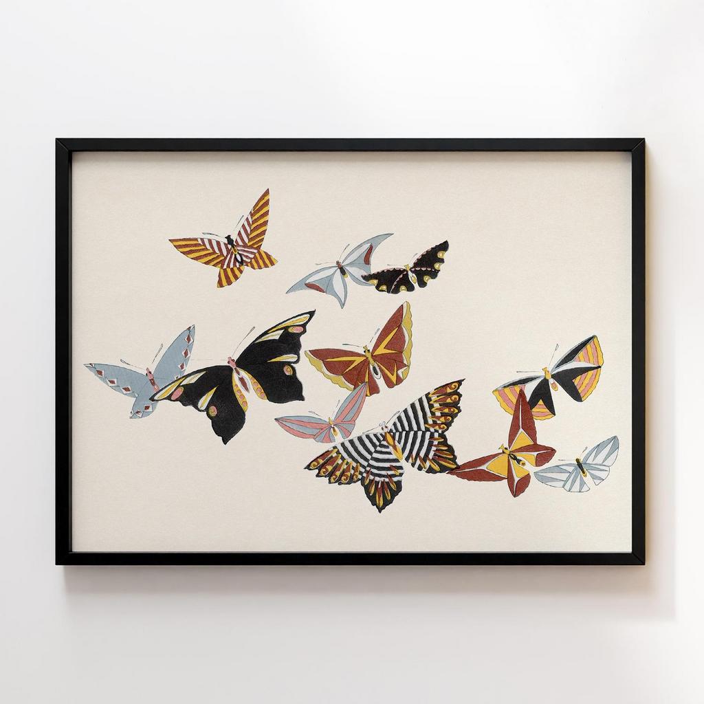 Постер All Kinds of Butterflies, Vol.1 (1908) painting in high resolution by Kamisaka Sekka #1