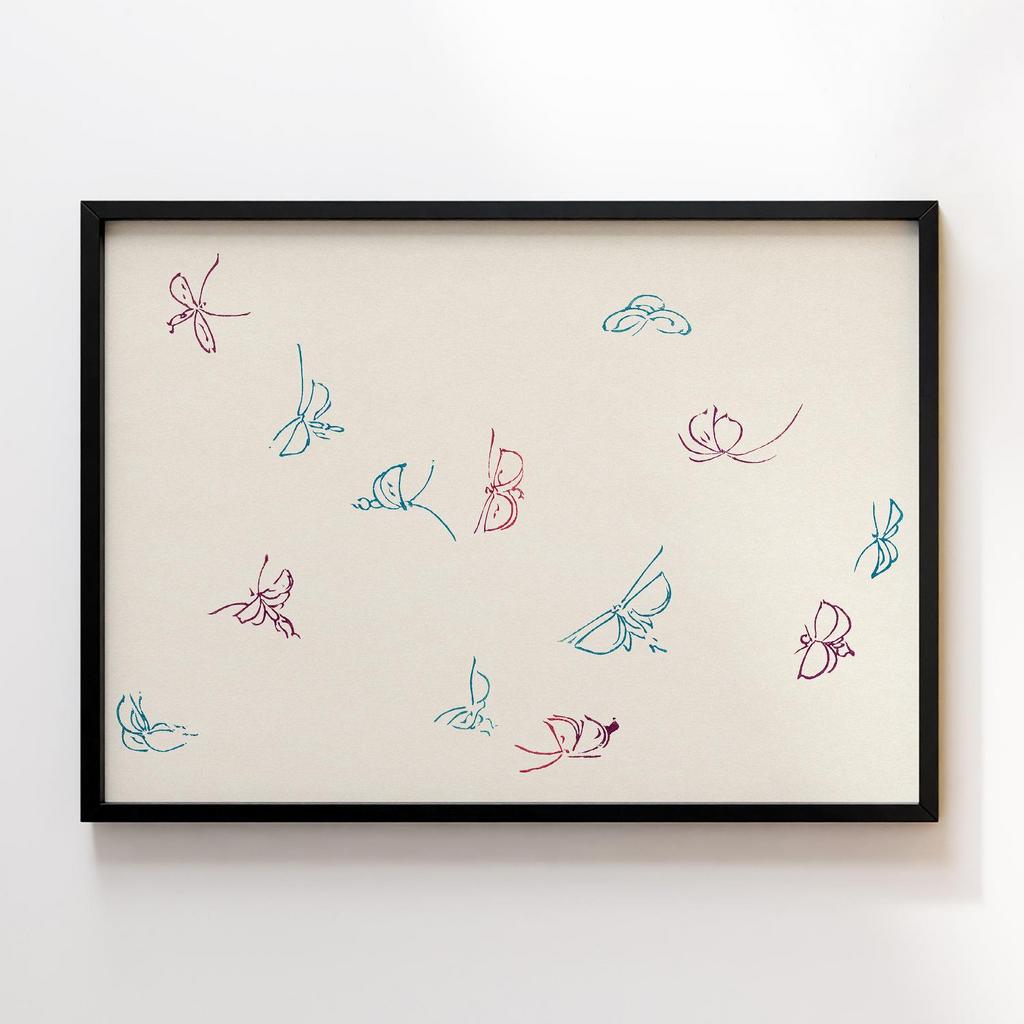 Постер Butterfly print by Kamisaka Sekka's Cho senshu (One Thousand Butterflies) #8