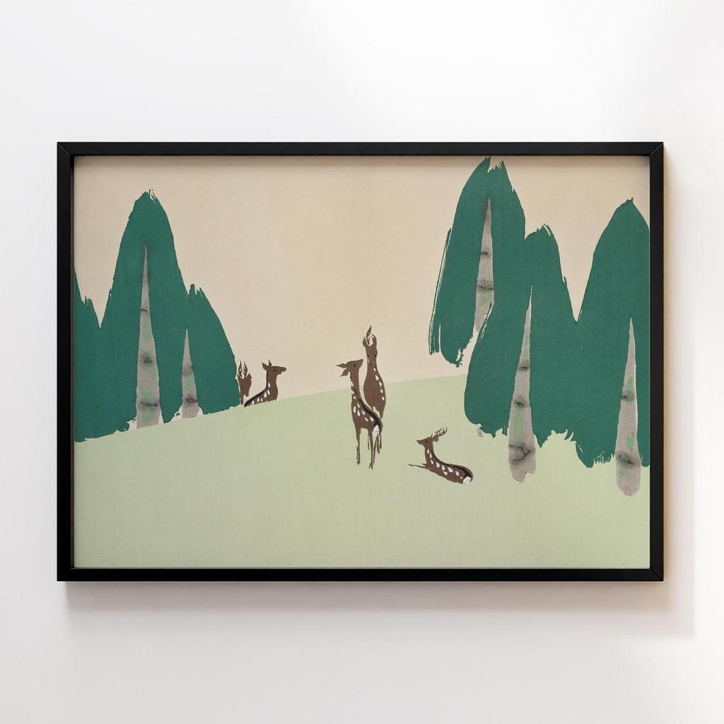 Постер Deer from Momoyogusa–Flowers of a Hundred Generations (1909) by Kamisaka Sekka #2