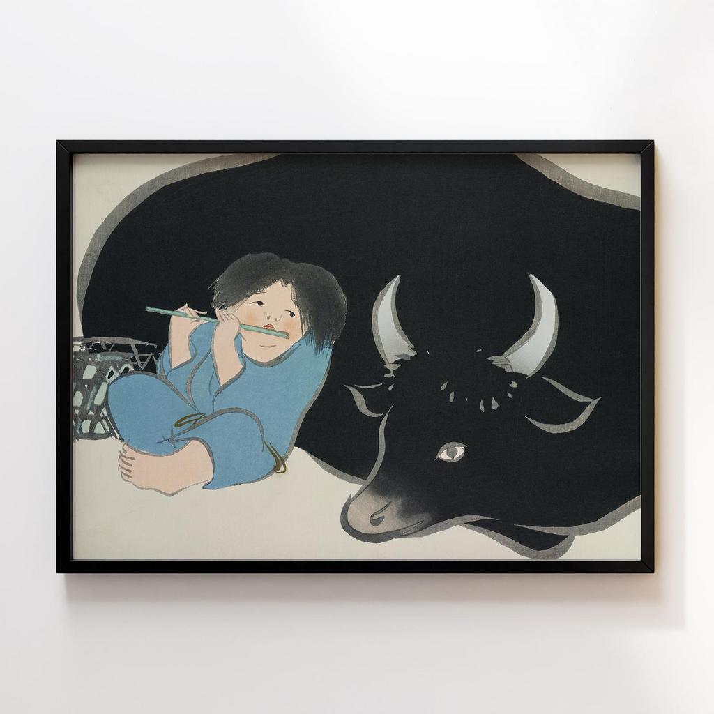 Постер Flute player from Momoyogusa–Flowers of a Hundred Generations (1909) by Kamisaka Sekka #1