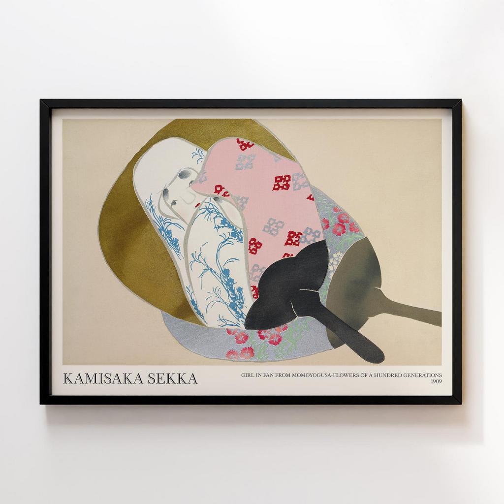 Постер Постер Girl in fan from Momoyogusa–Flowers of a Hundred Generations (1909) by Kamisaka Sekka #2