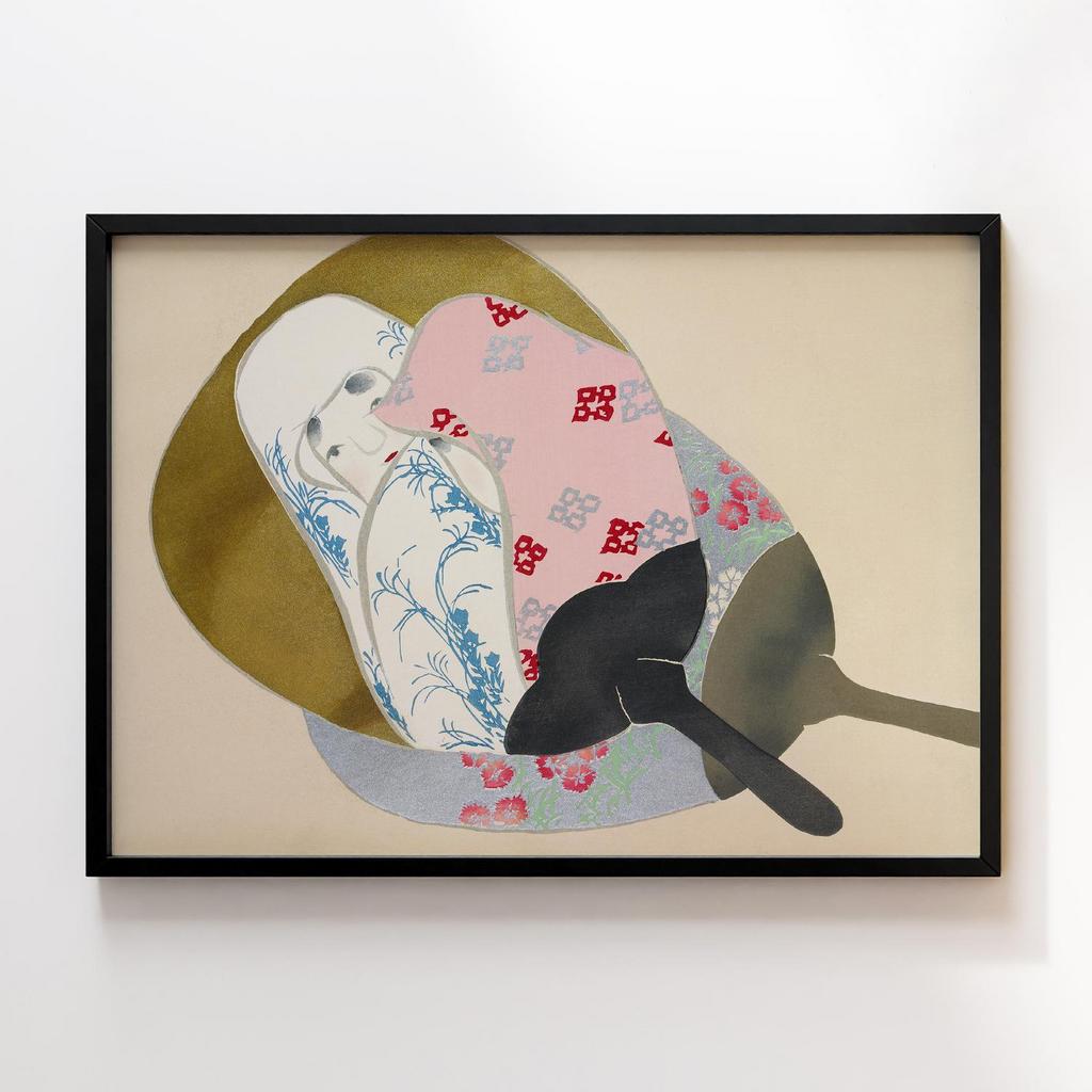 Постер Girl in fan from Momoyogusa–Flowers of a Hundred Generations (1909) by Kamisaka Sekka #1