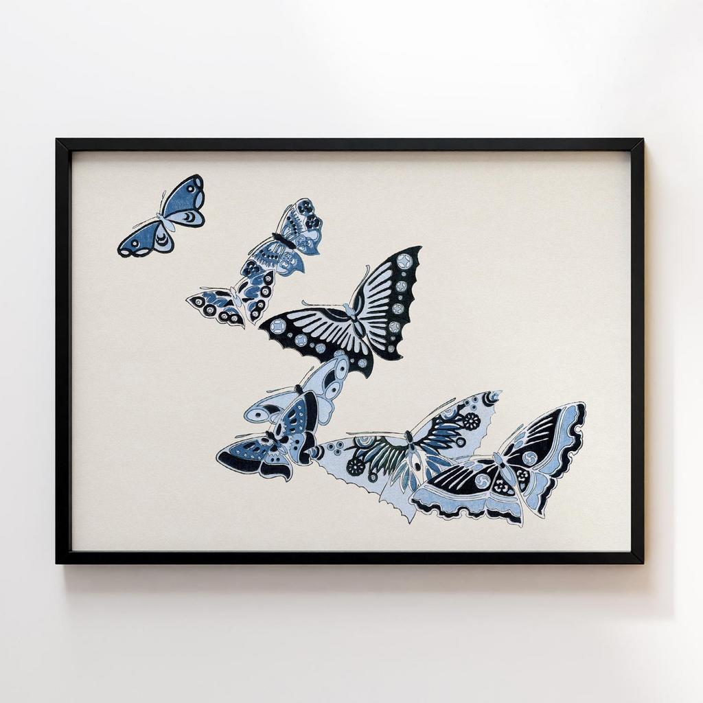 Постер Japanese butterfly by Kamisaka Sekka's Cho senshu (One Thousand Butterflies) 1904 #34