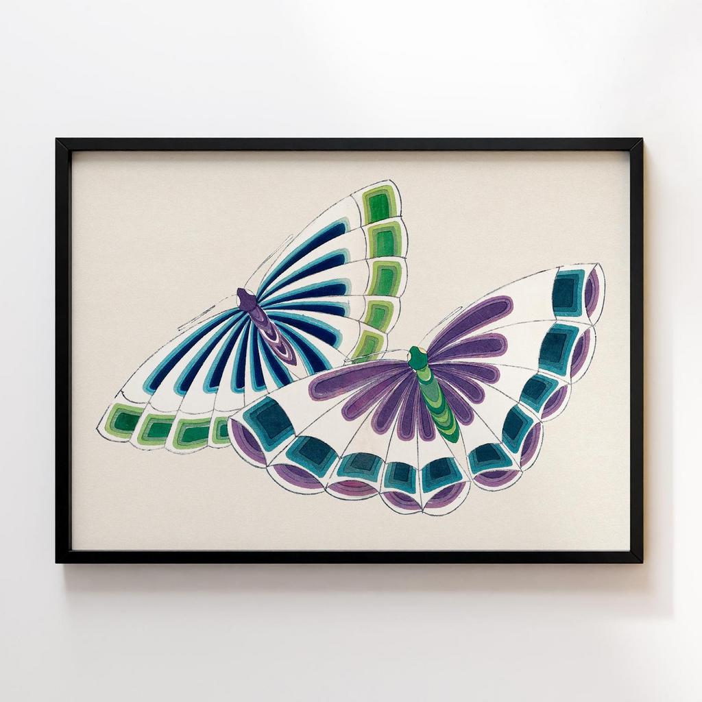 Постер Japanese butterfly by Kamisaka Sekka's Cho senshu (One Thousand Butterflies) 1904 #26