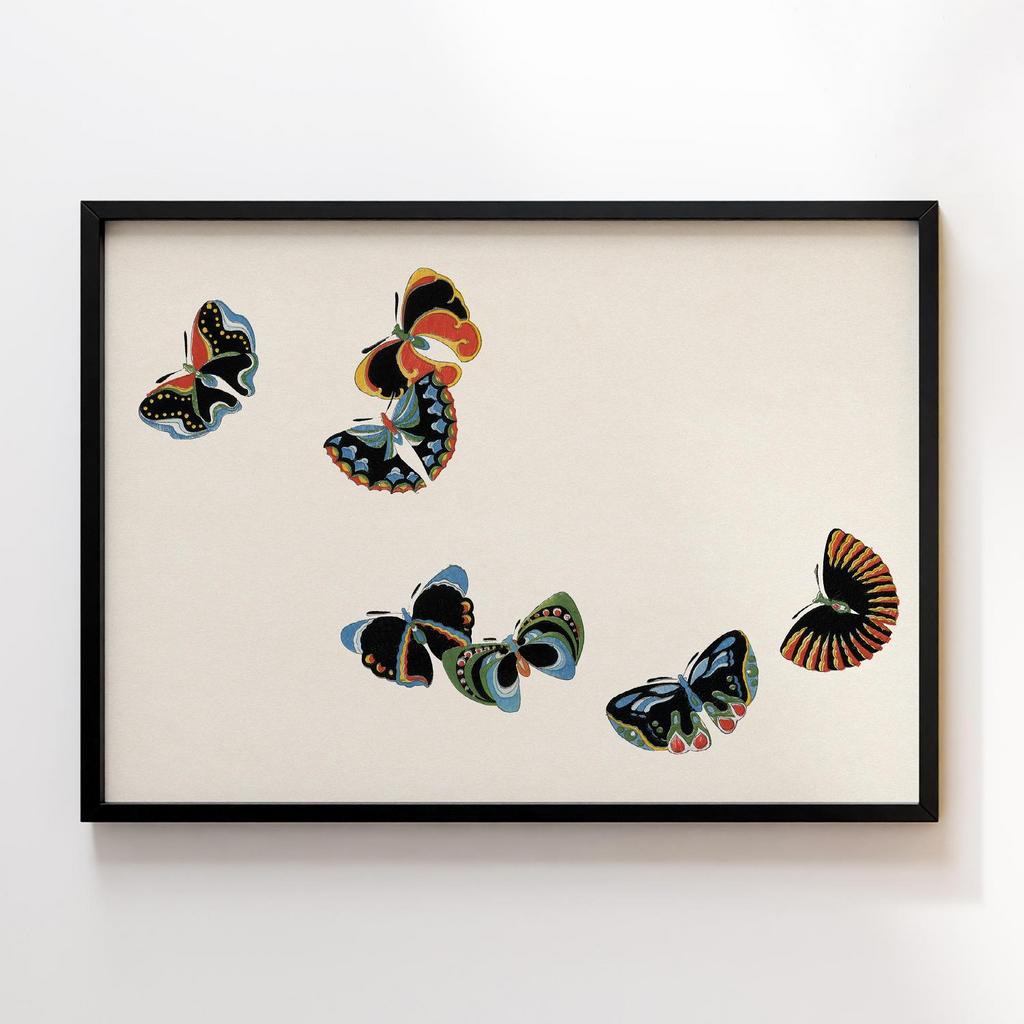 Постер Japanese butterfly by Kamisaka Sekka's Cho senshu (One Thousand Butterflies) 1904 #16