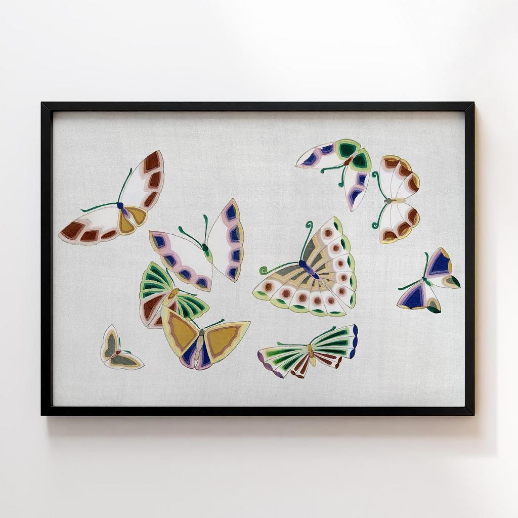 Постер Japanese butterfly by Kamisaka Sekka's Cho senshu (One Thousand Butterflies) 1904 #24