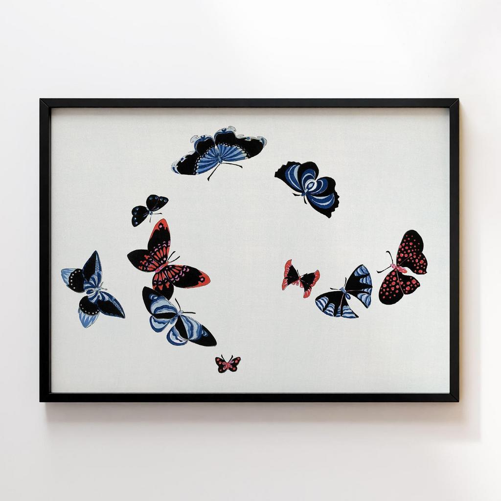 Постер Japanese butterfly by Kamisaka Sekka's Cho senshu (One Thousand Butterflies) 1904 #9