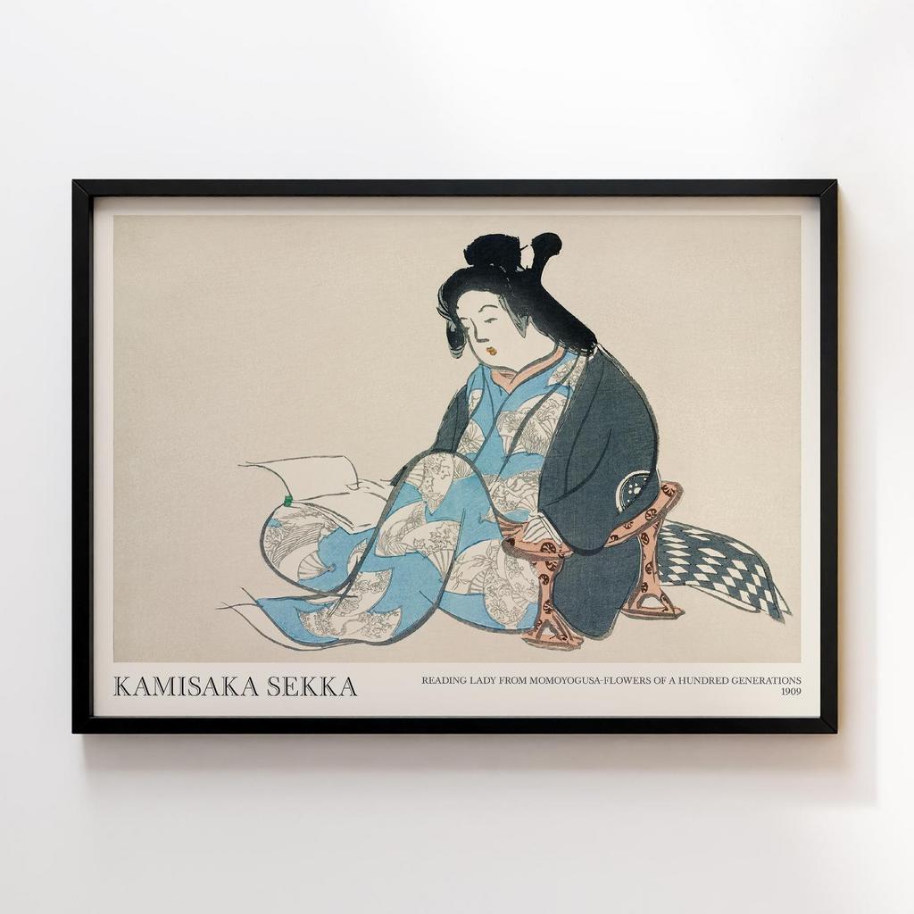 Постер Reading lady from Momoyogusa–Flowers of a Hundred Generations (1909) by Kamisaka Sekka #1