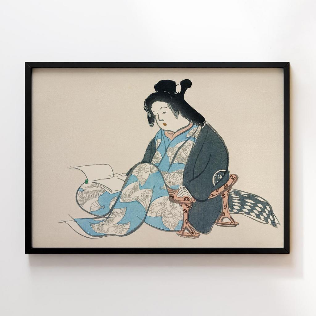 Постер Reading lady from Momoyogusa–Flowers of a Hundred Generations (1909) by Kamisaka Sekka #2