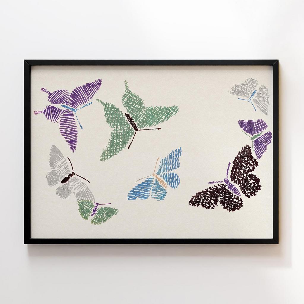 Постер Vintage butterfly by Kamisaka Sekka's Cho senshu (One Thousand Butterflies) 1904 #14