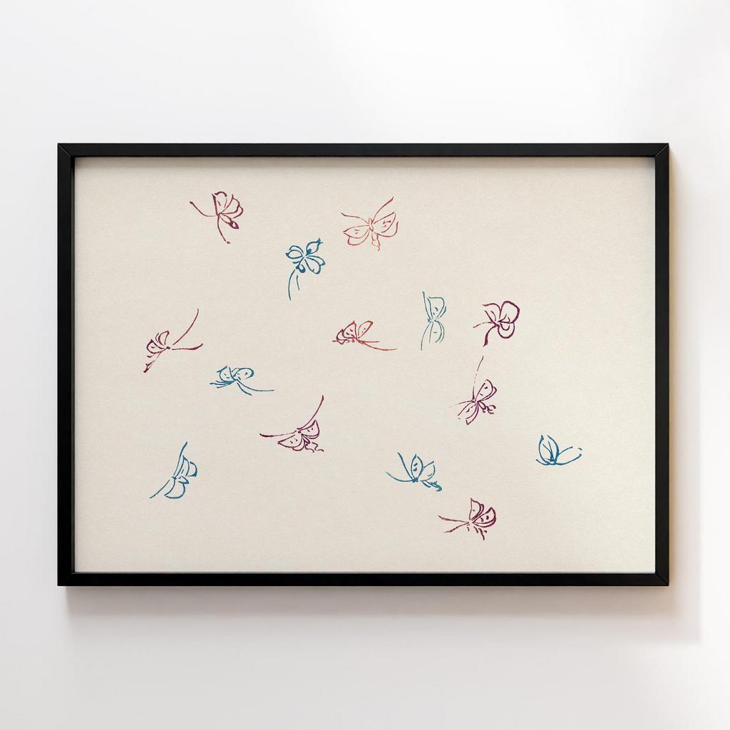 Постер Vintage butterfly by Kamisaka Sekka's Cho senshu (One Thousand Butterflies) 1904 #02