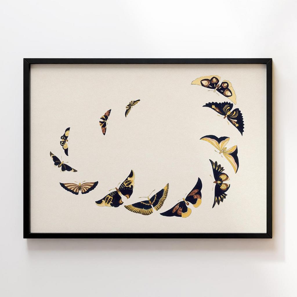 Постер Vintage butterfly by Kamisaka Sekka's Cho senshu (One Thousand Butterflies) 1904 #01