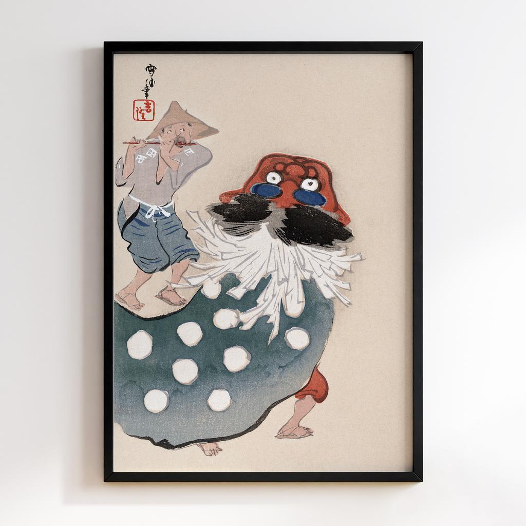 Постер Lion dancer, one of four (1920s) by Kamisaka Sekka #1