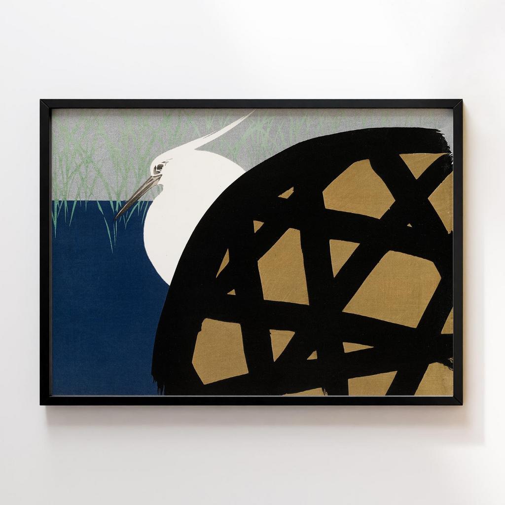 Постер White heron (1909) vintage woodcut print by Kamisaka Sekka #1