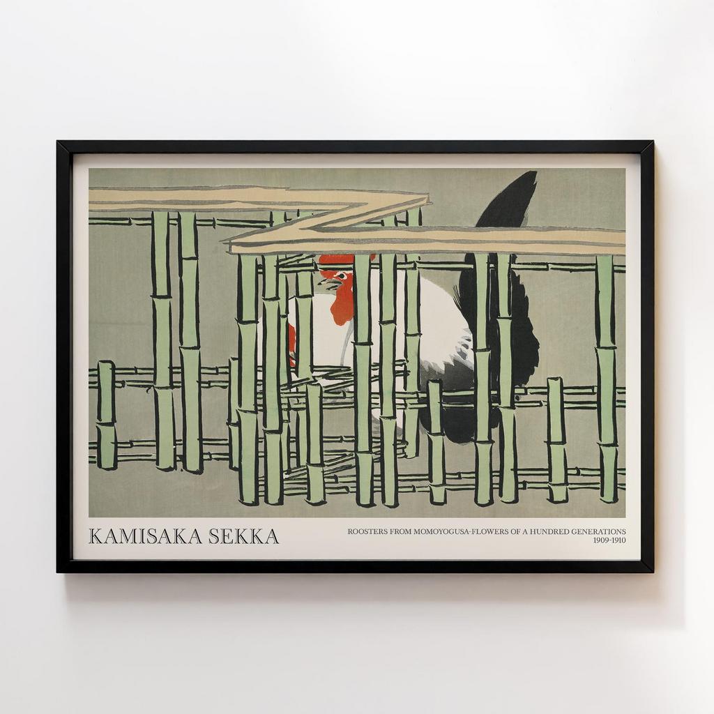 Постер Roosters from Momoyogusa–Flowers of a Hundred Generations (ca. 1909–1910) by Kamisaka Sekka #1