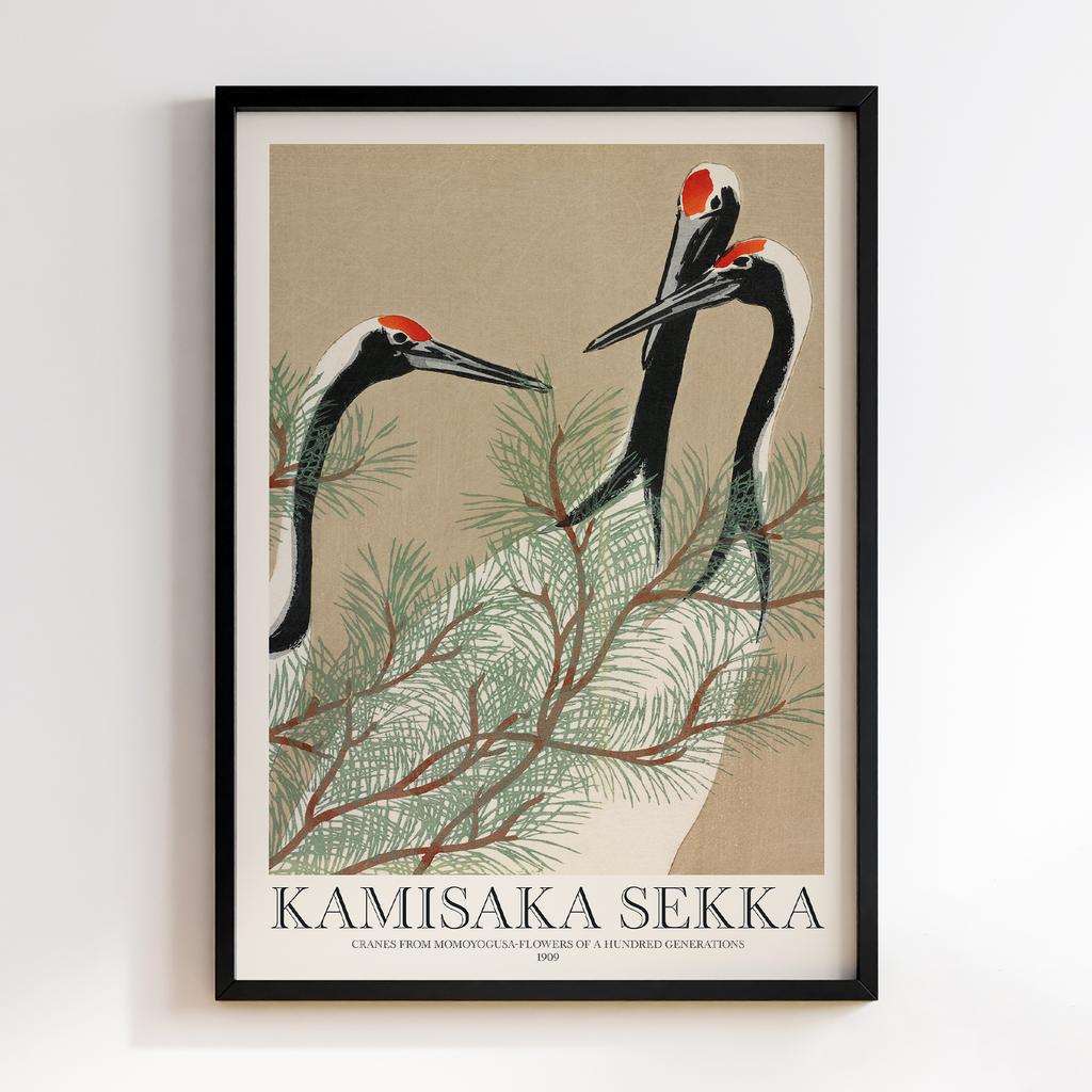 Постер Cranes from Momoyogusa–Flowers of a Hundred Generations (1909) by Kamisaka Sekka #003