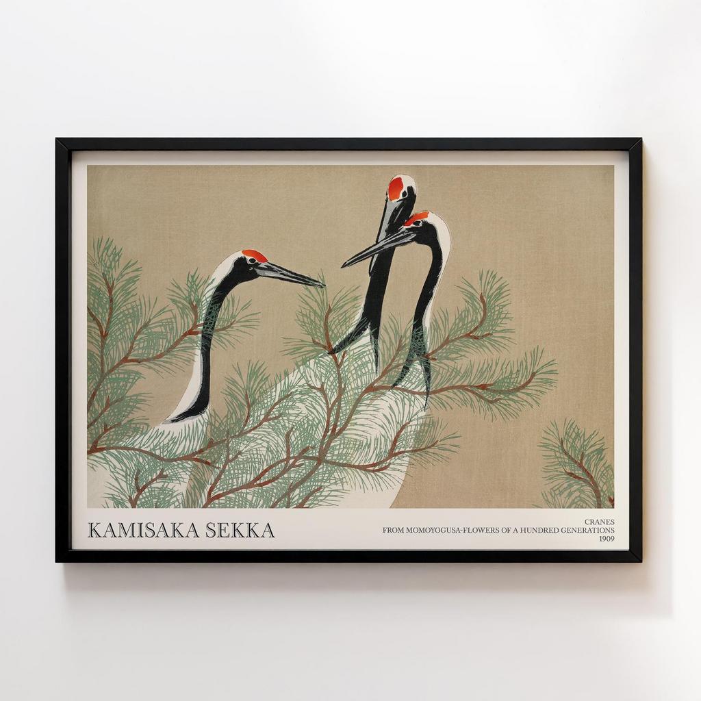 Постер Cranes from Momoyogusa–Flowers of a Hundred Generations (1909) by Kamisaka Sekka #002