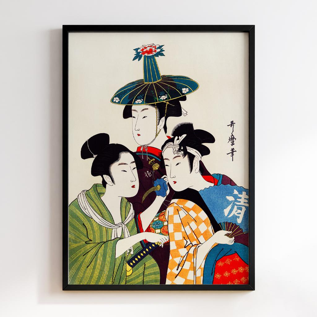 Постер Three Young Men or Women by Utamaro Kitagawa (1753-1806)