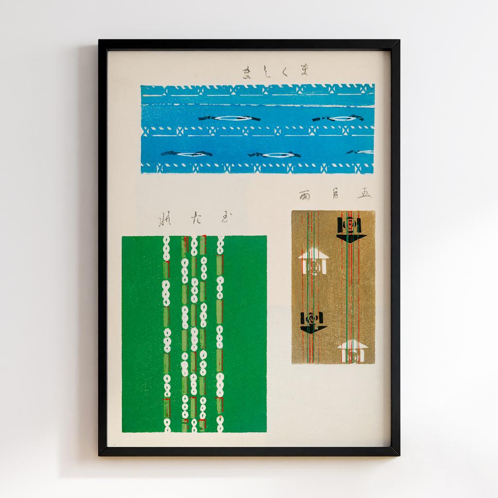 Постер Japanese woodblock patterns from Shima Shima 1904 by Furuya Korin #001