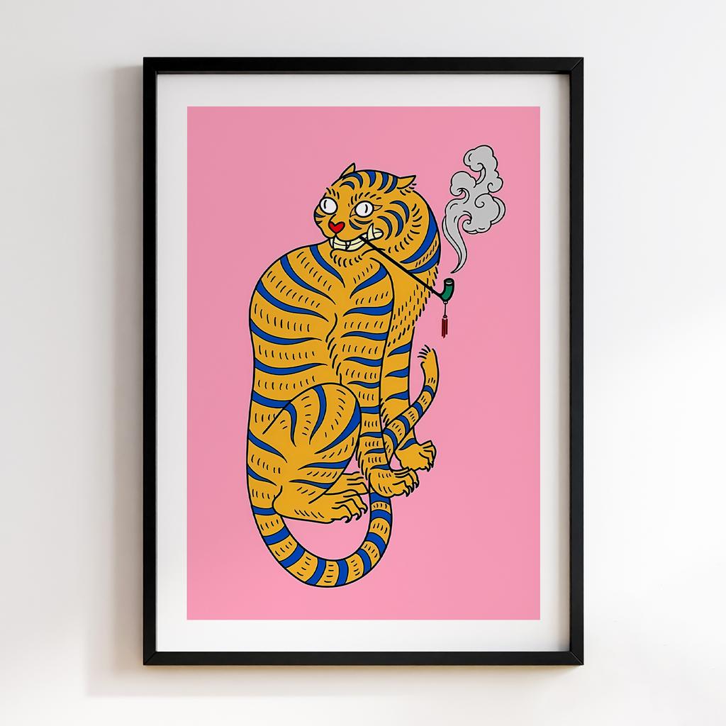 Tiger With Pipe