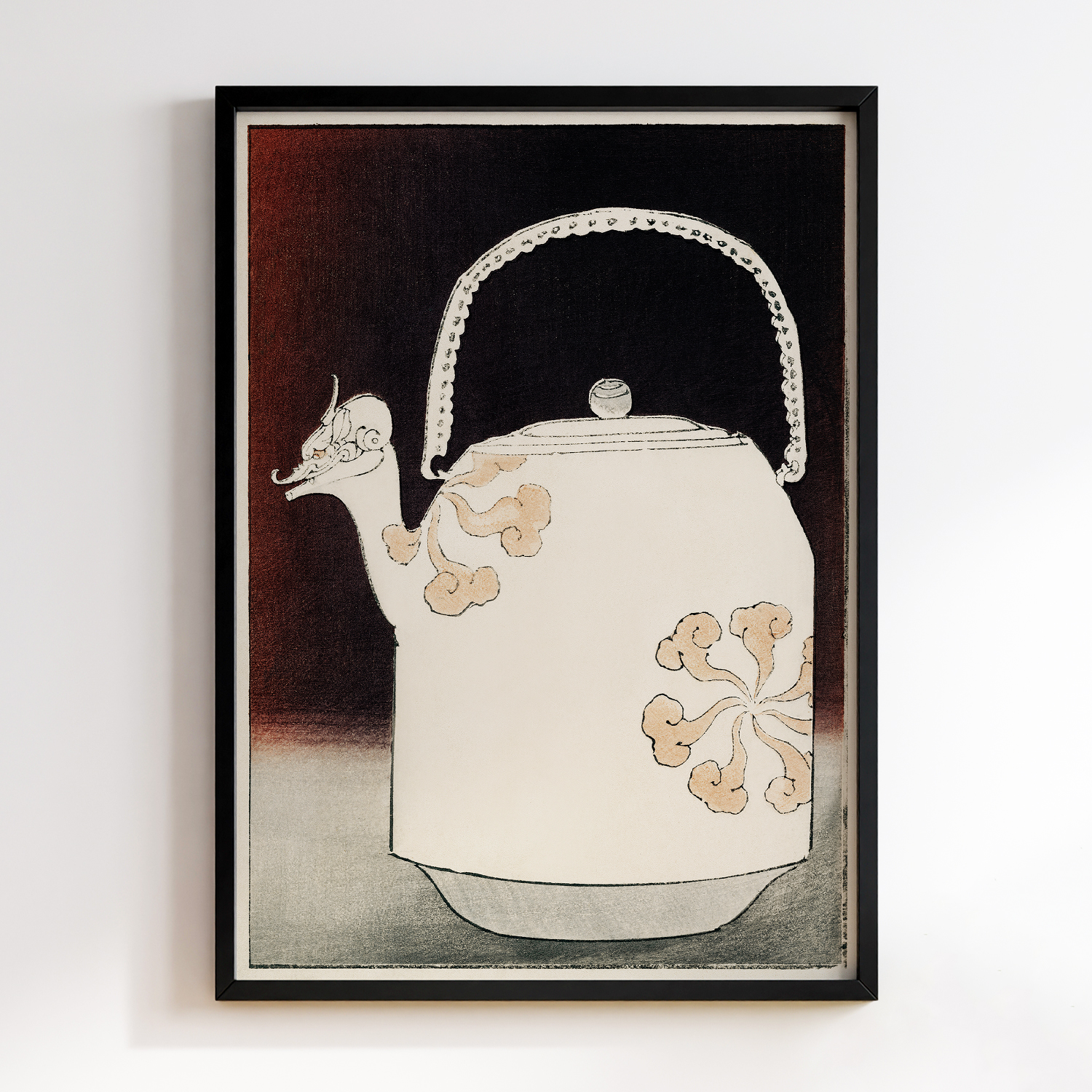East Asian inspired kettle illustration by Watanabe Seitei