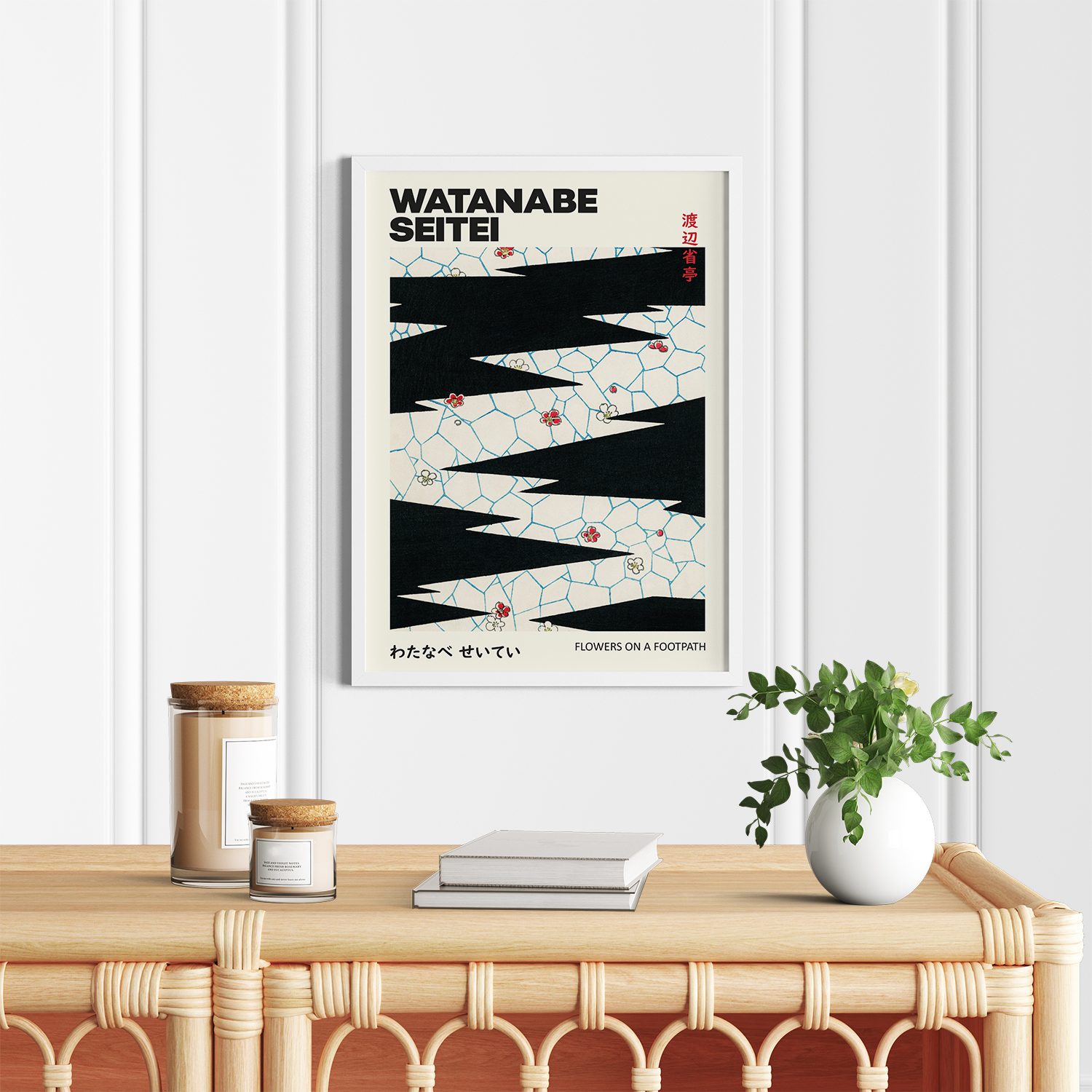 Flowers on a footpath illustration by Watanabe Seitei