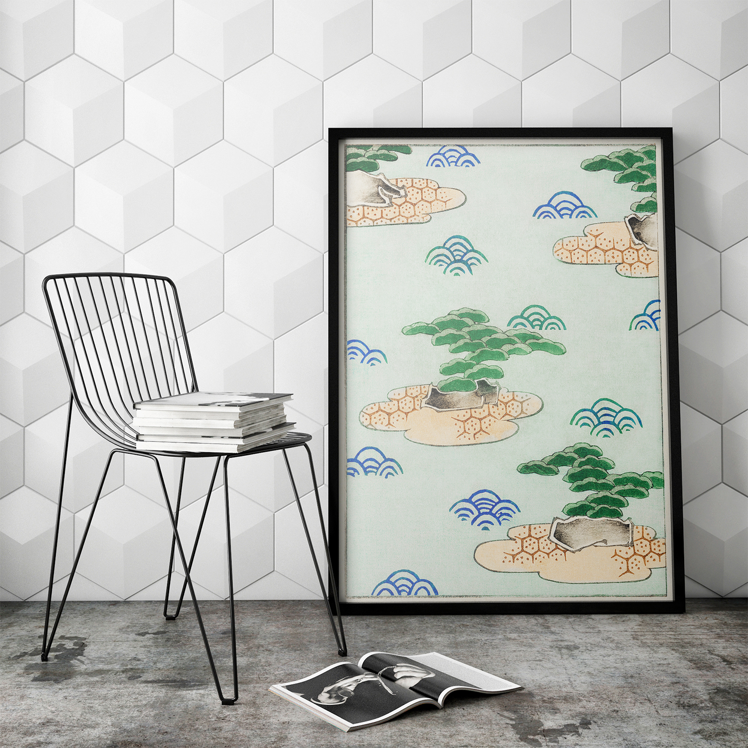 Landscape illustration by Watanabe Seitei