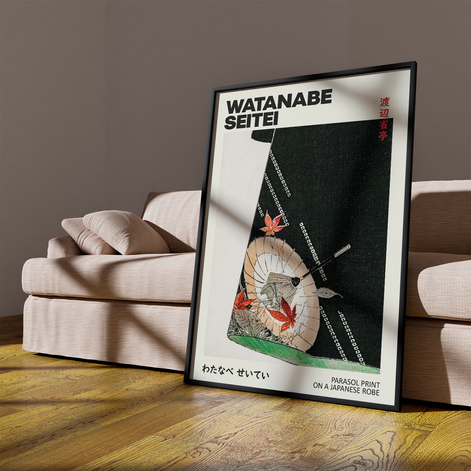 Parasol print on a Japanese robe illustration by Watanabe Seitei