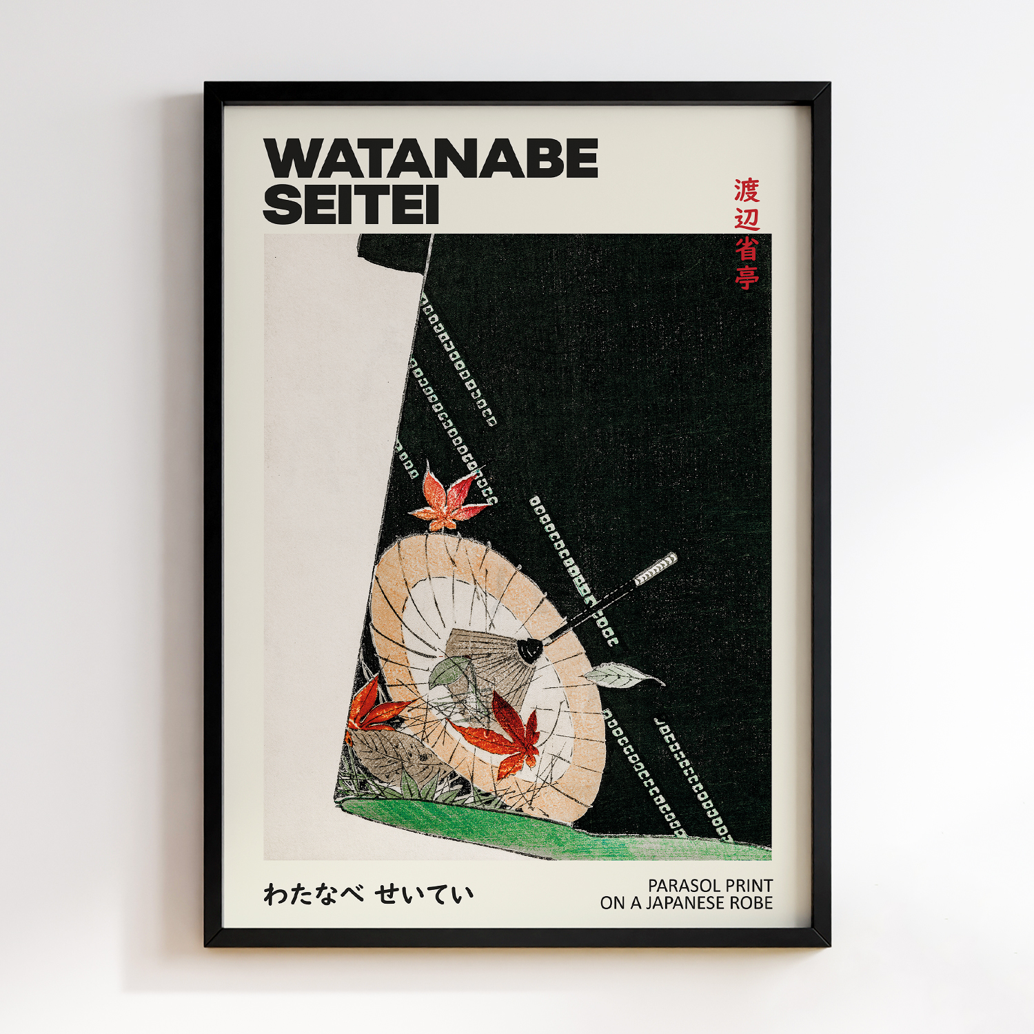 Parasol print on a Japanese robe illustration by Watanabe Seitei
