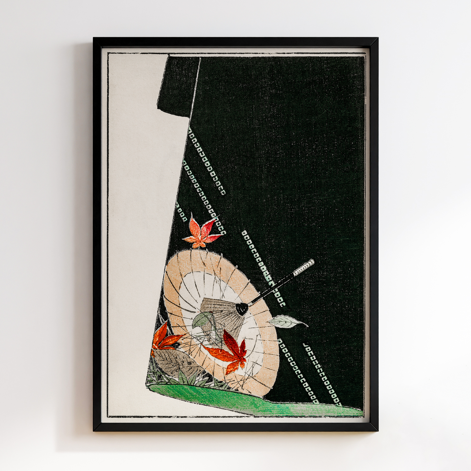 Parasol print on a Japanese robe illustration by Watanabe Seitei