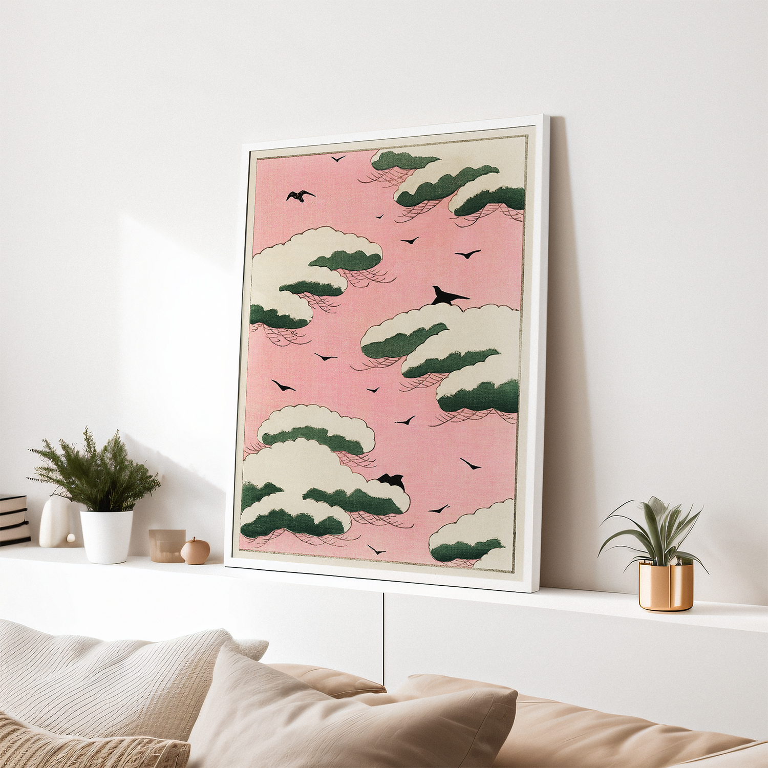 Pink sky illustration by Watanabe Seitei