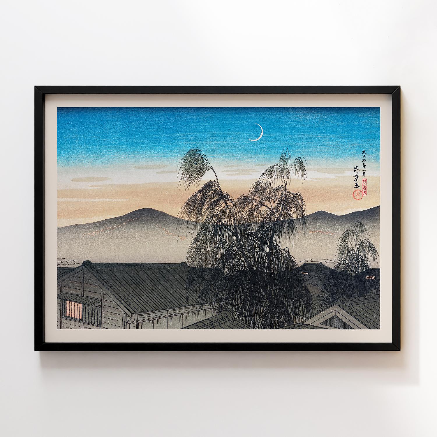 Evening Moon over Kobe (1920) by Goyo Hashiguchi