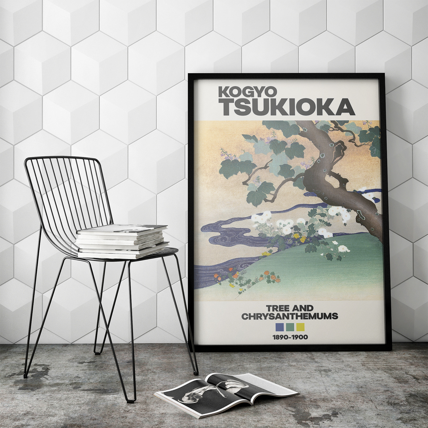 Tree and chrysanthemums (1890–1900) by Kogyo Tsukioka #1