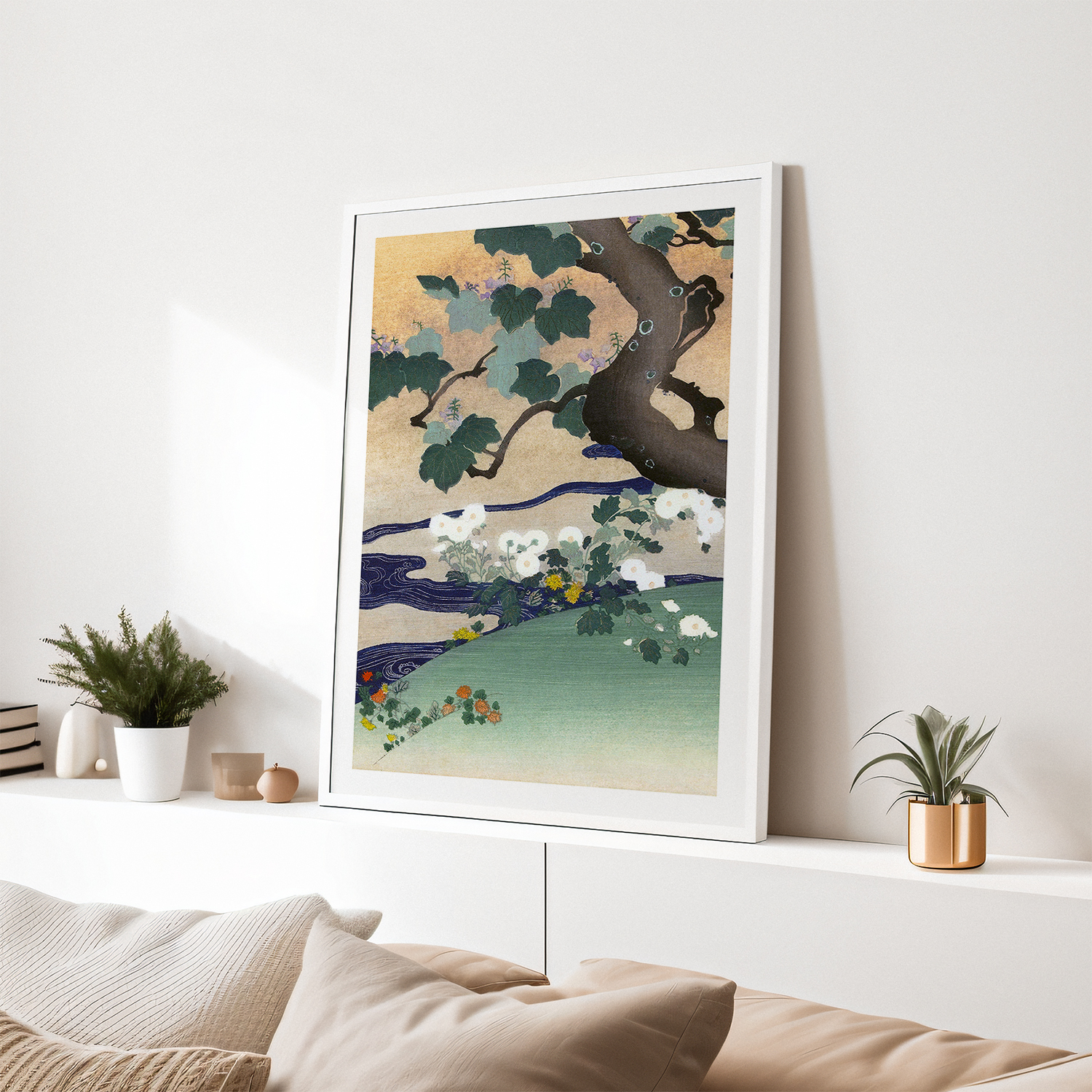 Tree and chrysanthemums (1890–1900) by Kogyo Tsukioka #2