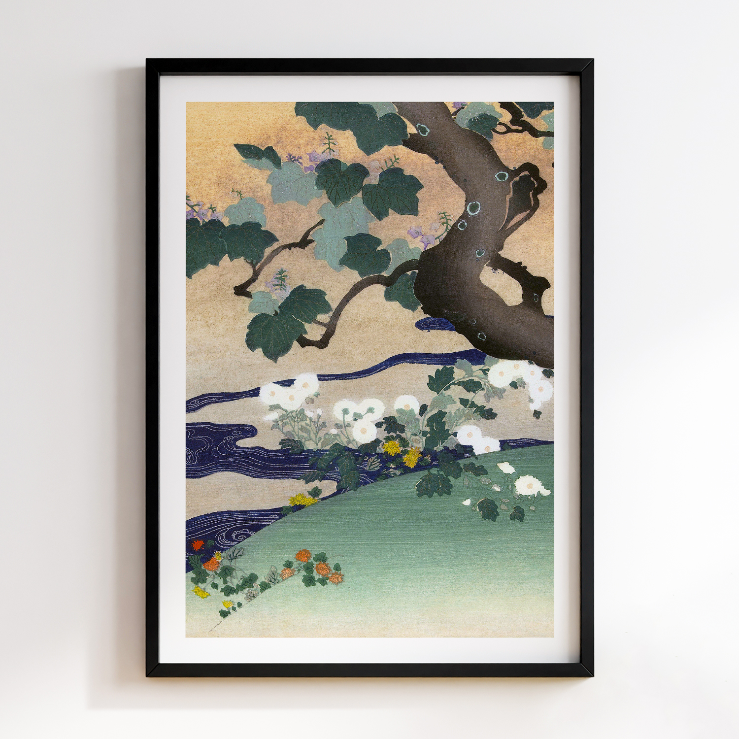 Tree and chrysanthemums (1890–1900) by Kogyo Tsukioka #2