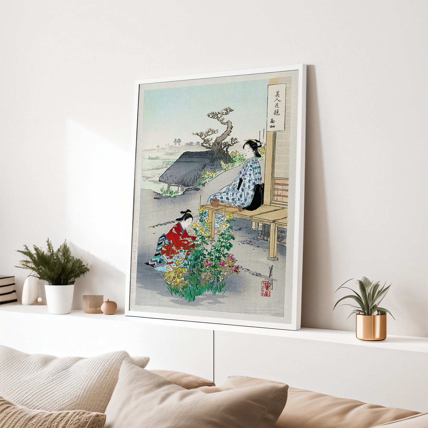 Caring for the Chrysanthemums (1887–1896) by Ogata Gekko