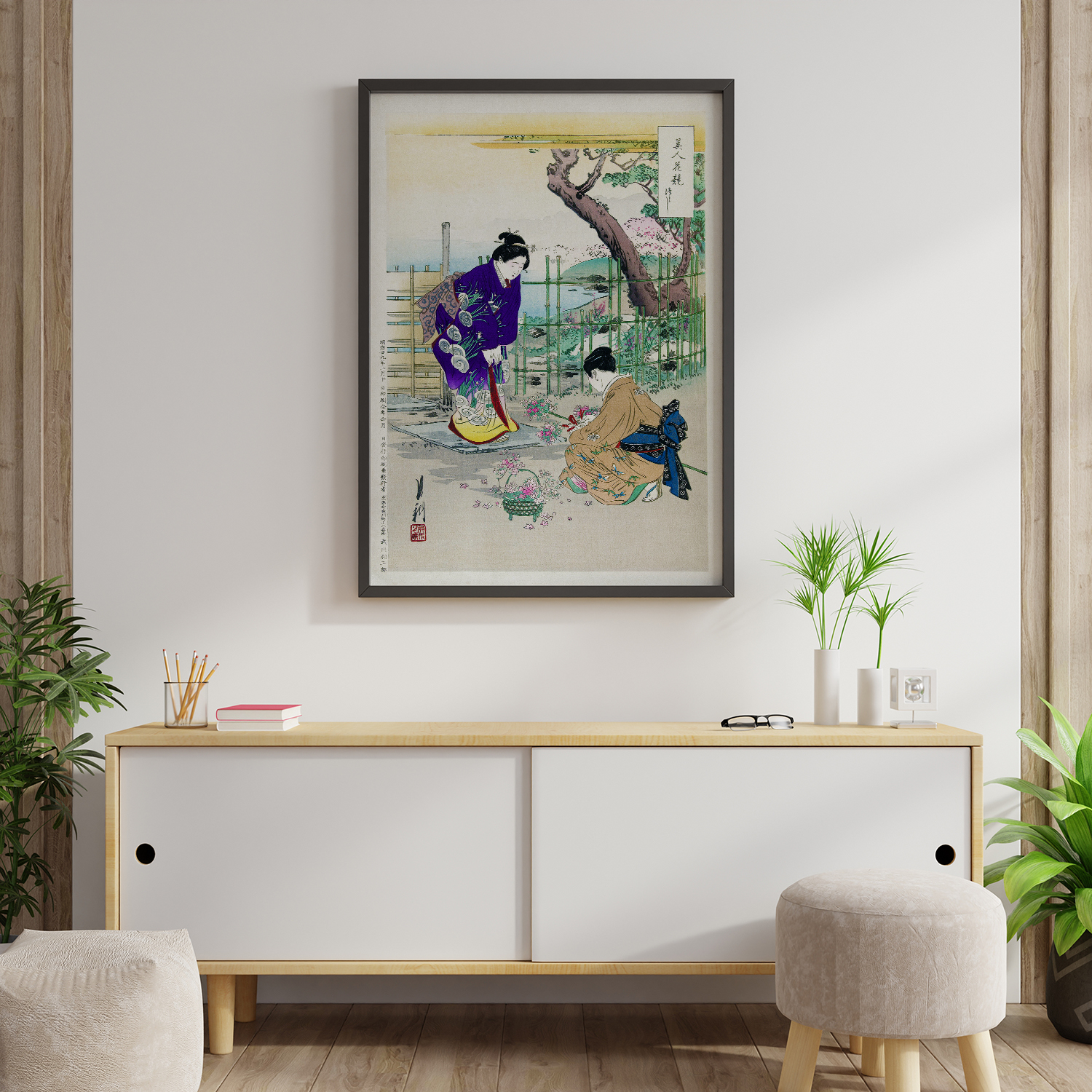 Flower Arranging in the Garden (1896) by Ogata Gekko