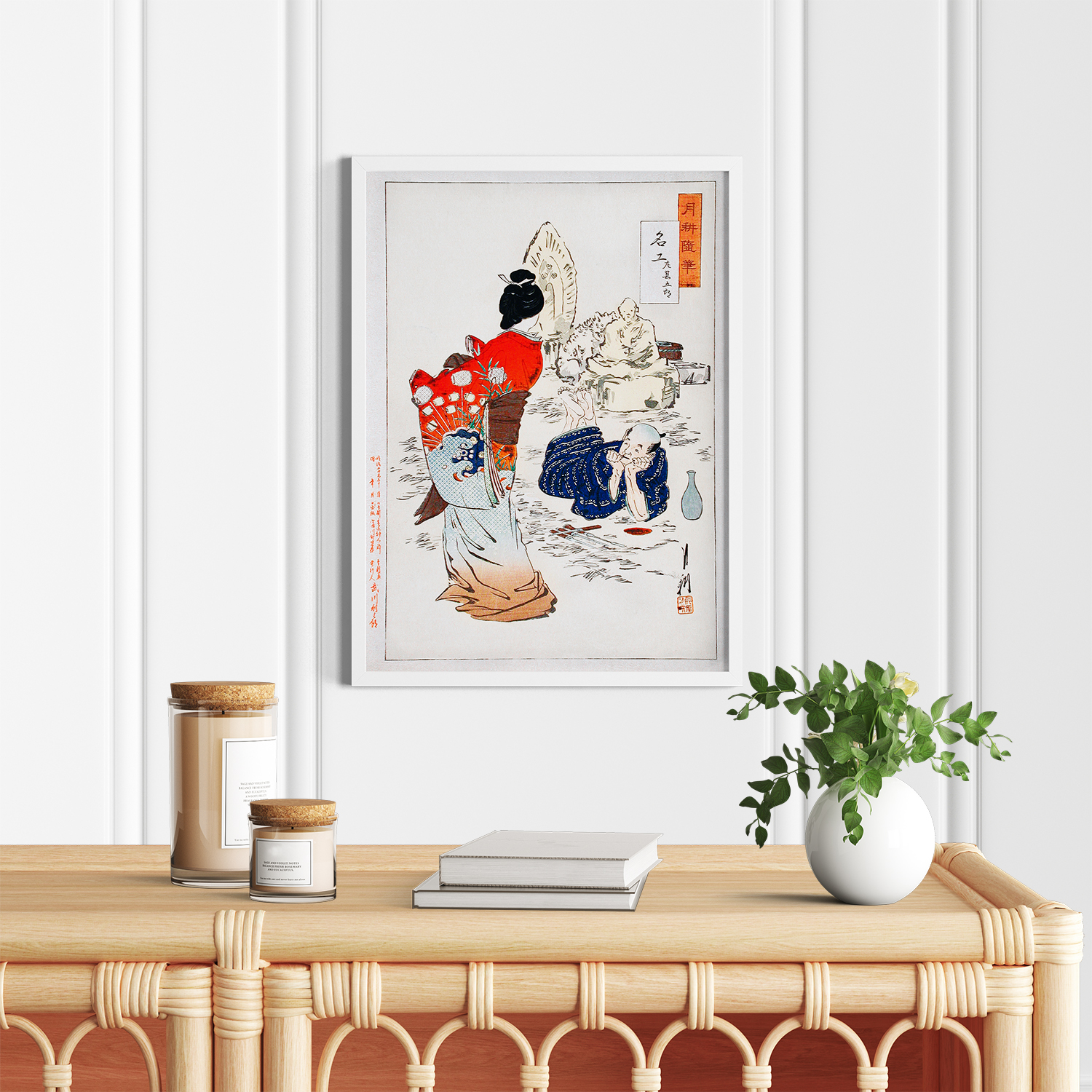 The Sculptor Hidari Jingorō Watching his Work Come to Life (ca. 1887) by Ogata Gekko