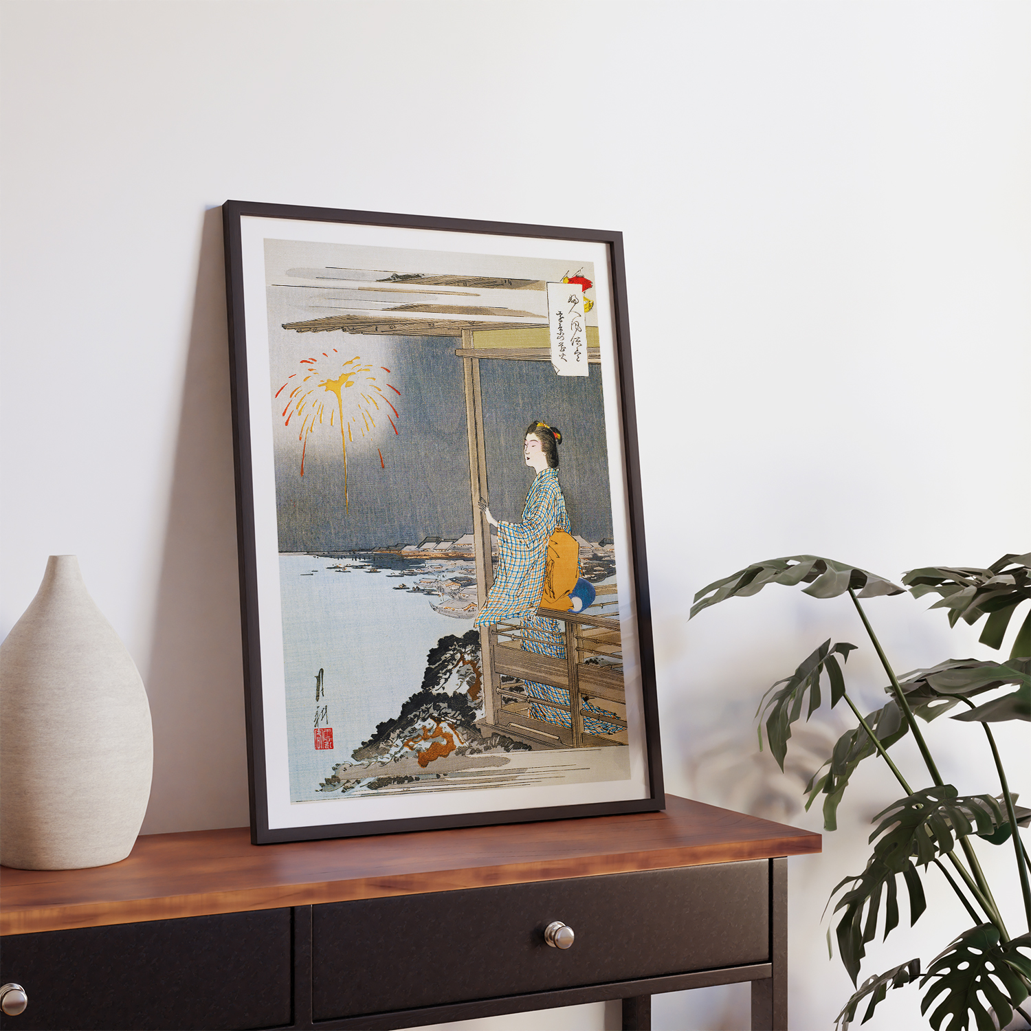 Woman Watching Fireworks Pictures of Women’s Manners and Customs (1897) by Ogata Gekko