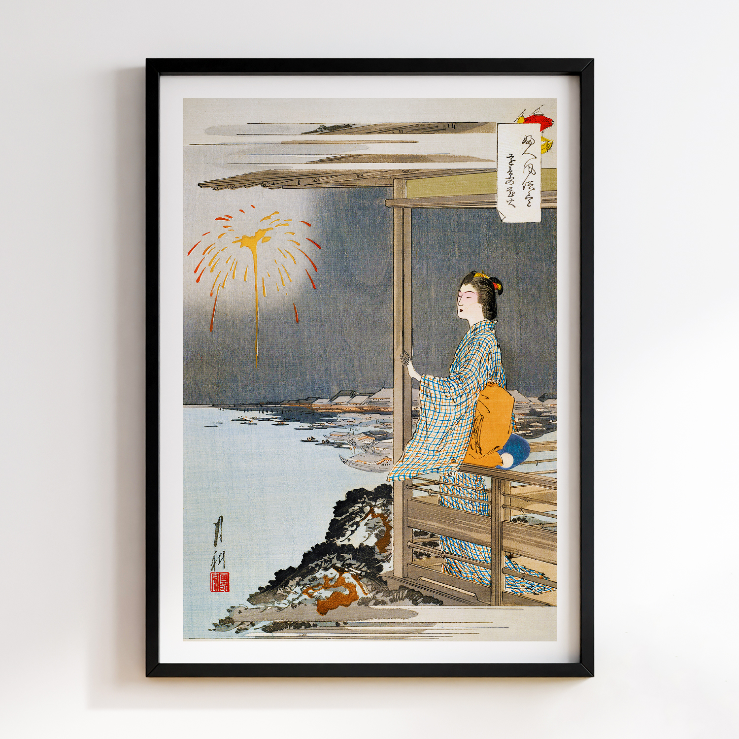 Woman Watching Fireworks Pictures of Women’s Manners and Customs (1897) by Ogata Gekko