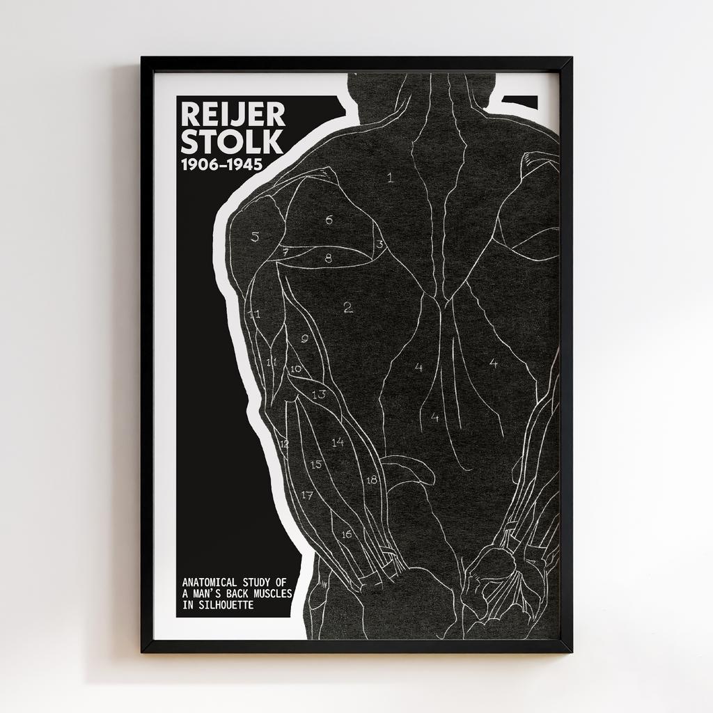 Anatomical study of a man's back muscles in silhouette by Reijer Stolk