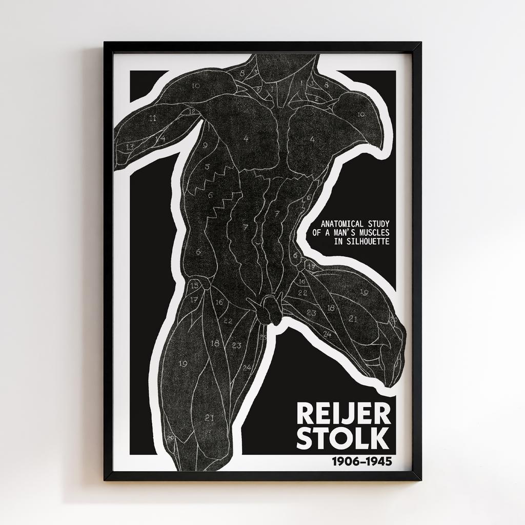 Anatomical study of a man's muscles in silhouette by Reijer Stolk