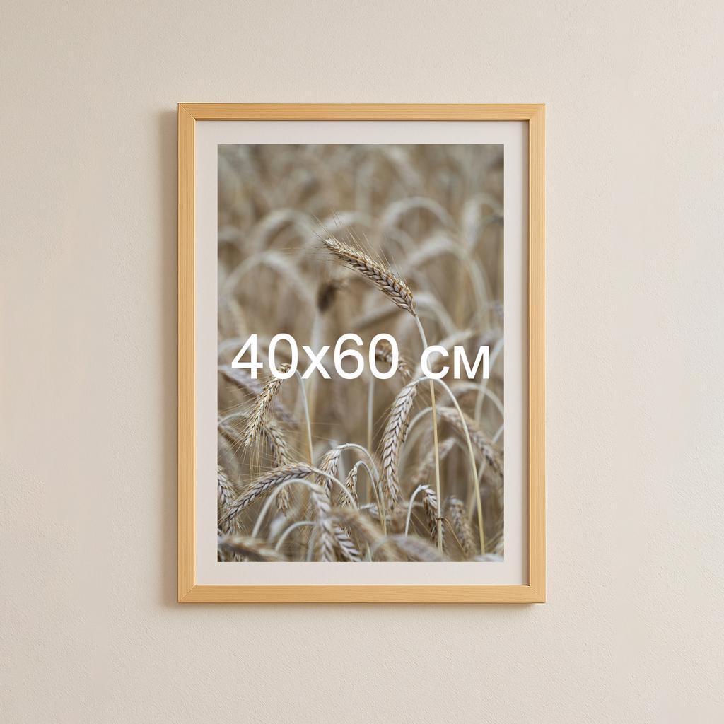 Деревʼяна рамка 48×68 см з паспарту під 40×60 — світлий беж