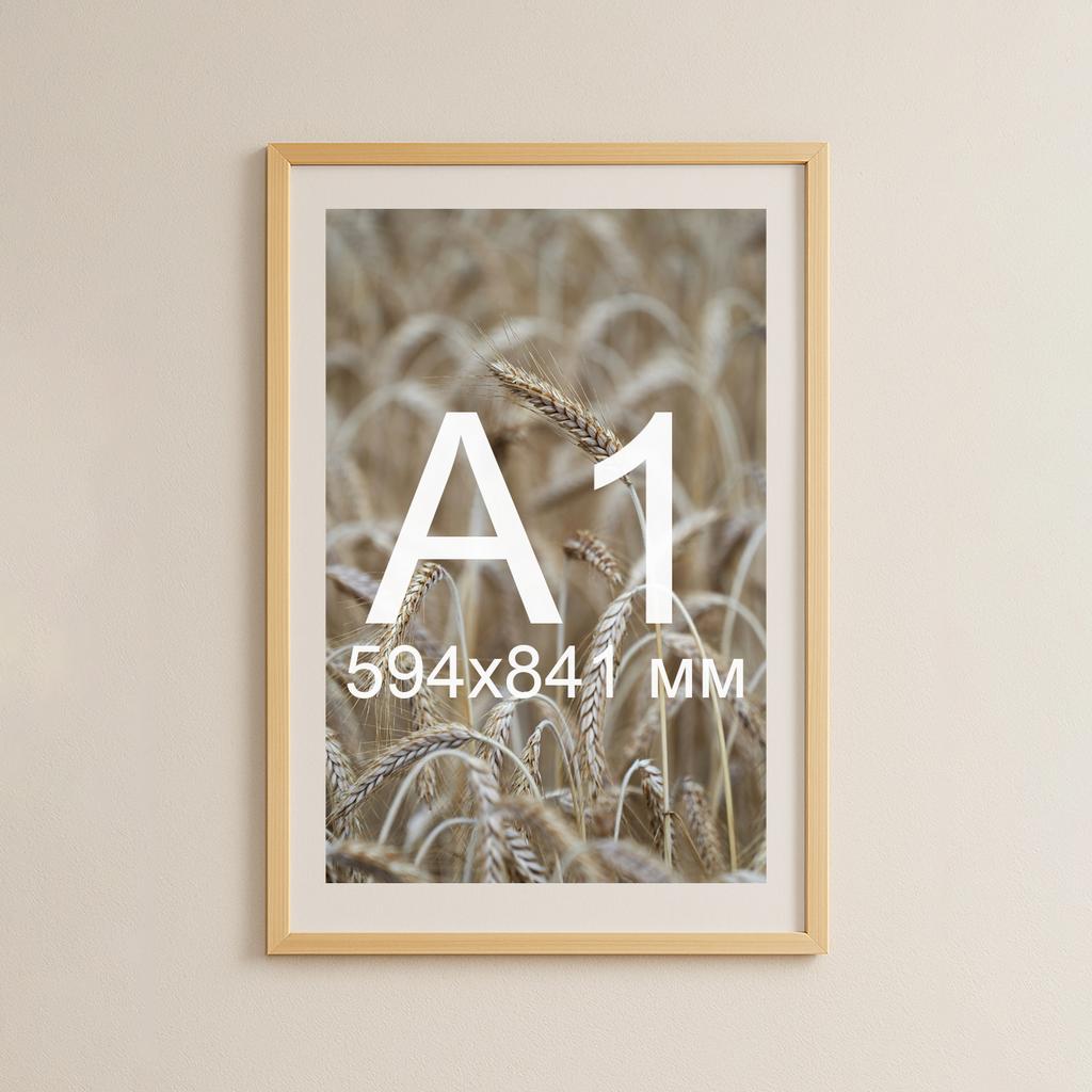 Деревʼяна рамка 70×94 см з паспарту під A1 (59,4×84,1 см)
