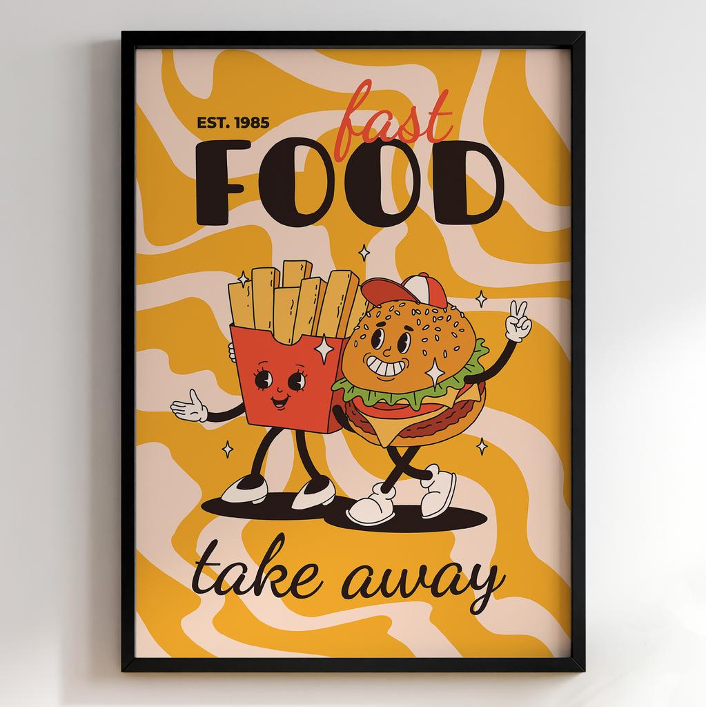 Постер з їжею для кухні | Яскравий арт у ретро-стилі