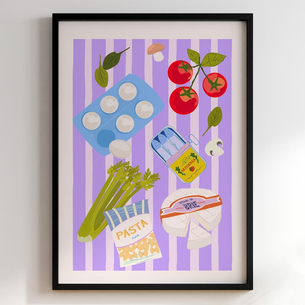 Пастельні постери з їжею | Декор для кухні у вінтажному стилі