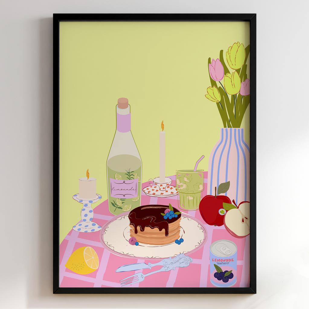 Пастельні постери з їжею | Декор для кухні у вінтажному стилі