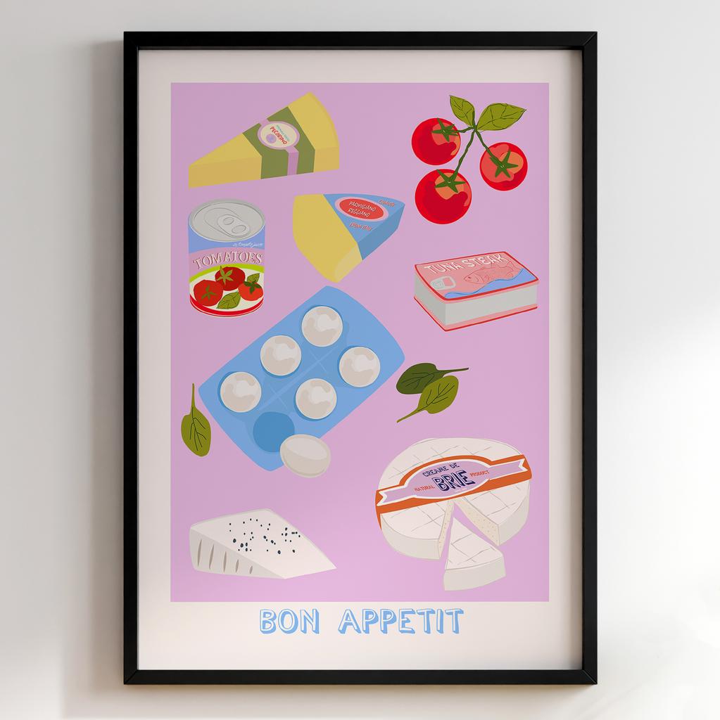 Пастельні постери з їжею | Декор для кухні у вінтажному стилі