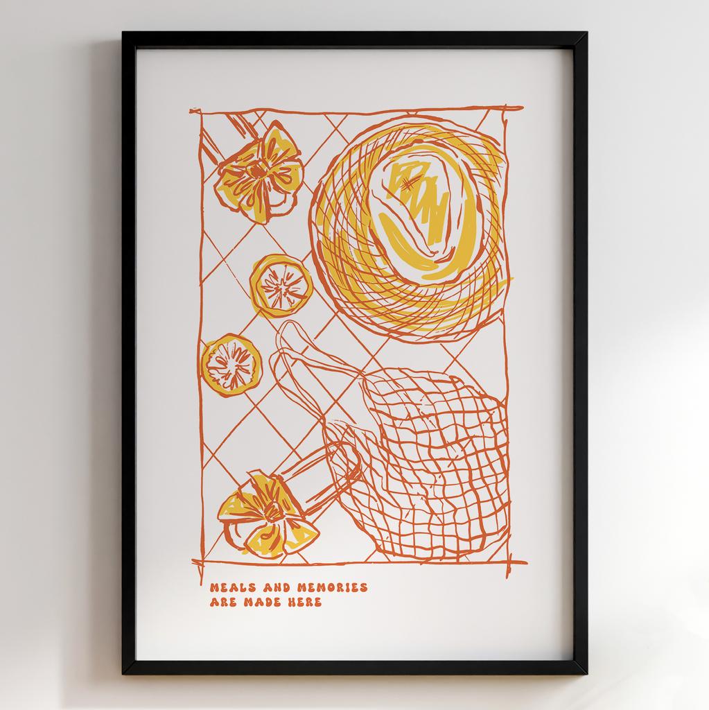 Пастельні постери з їжею | Декор для кухні у вінтажному стилі